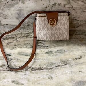 Michael Kors Beige and Brown Crossbody Bag